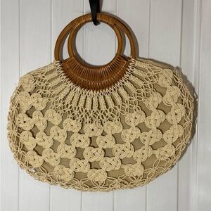 Elegant Cream Woven Handbag